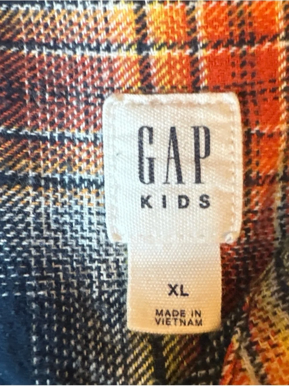 Kids Plaid Button-Up flannel Shirt in Blue and Orange
